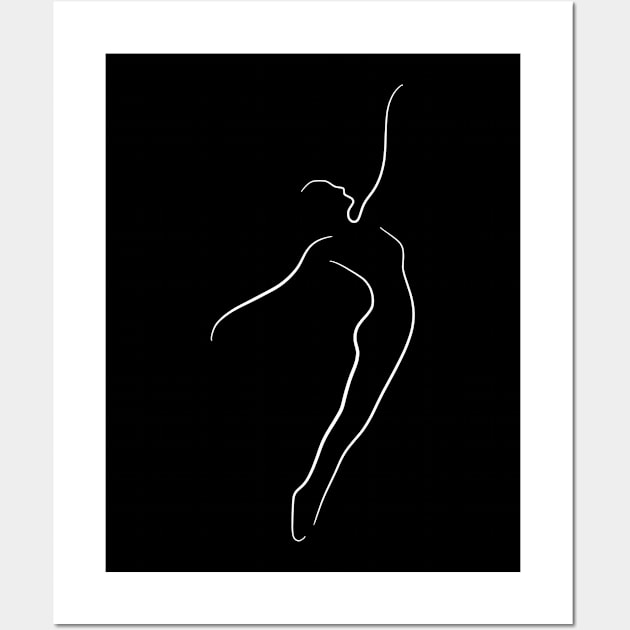 Ballet Dancer Line Art Drawing - Dancing Dara Wall Art by PeachOnAWindowsill